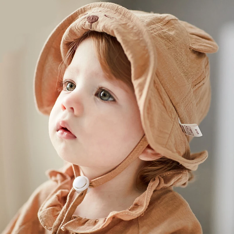 Однотонная хлопковая пляжная кепка для маленьких девочек, милая летняя шляпа от солнца с бантом и цветком