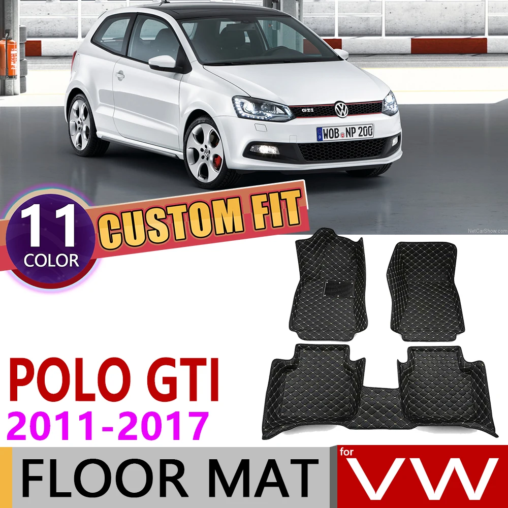 Пользовательские автомобильные кожаные коврики для Volkswagen VW Polo GTI MK5 6R 6C 2011~ 5 мест Авто коврик для ног Аксессуары для ковров