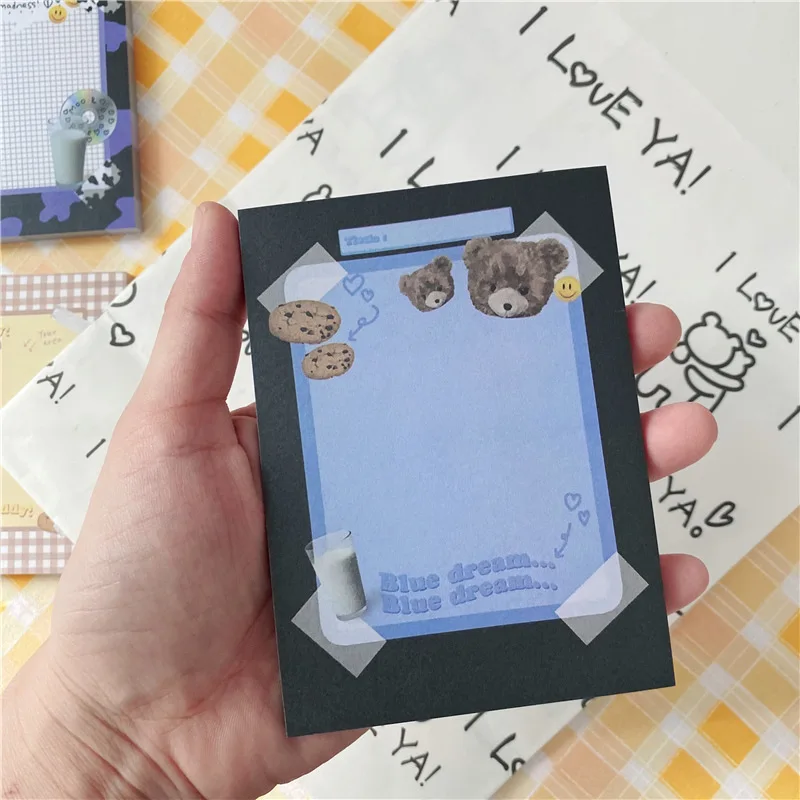 Ретро блокнот в Корейском стиле Ins с милым мультяшным тортом медведем клейкие