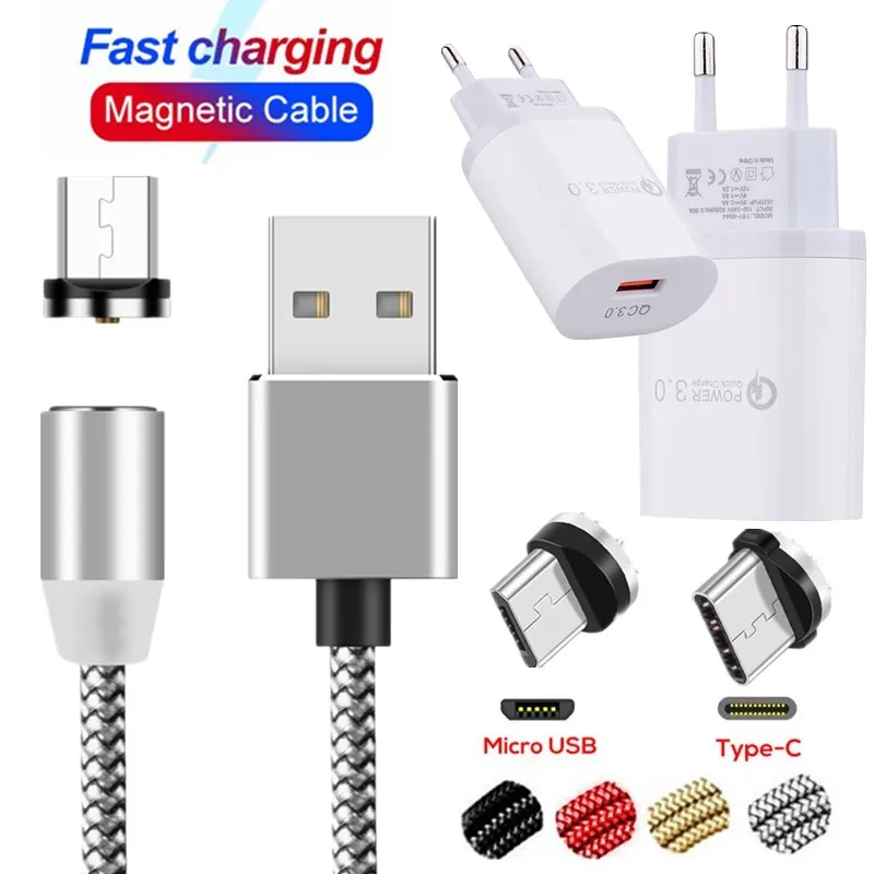 Магнитный USB кабель для быстрой зарядки Micro C QC 3 0 зарядное устройство Samsung galaxy J3 J5 J7