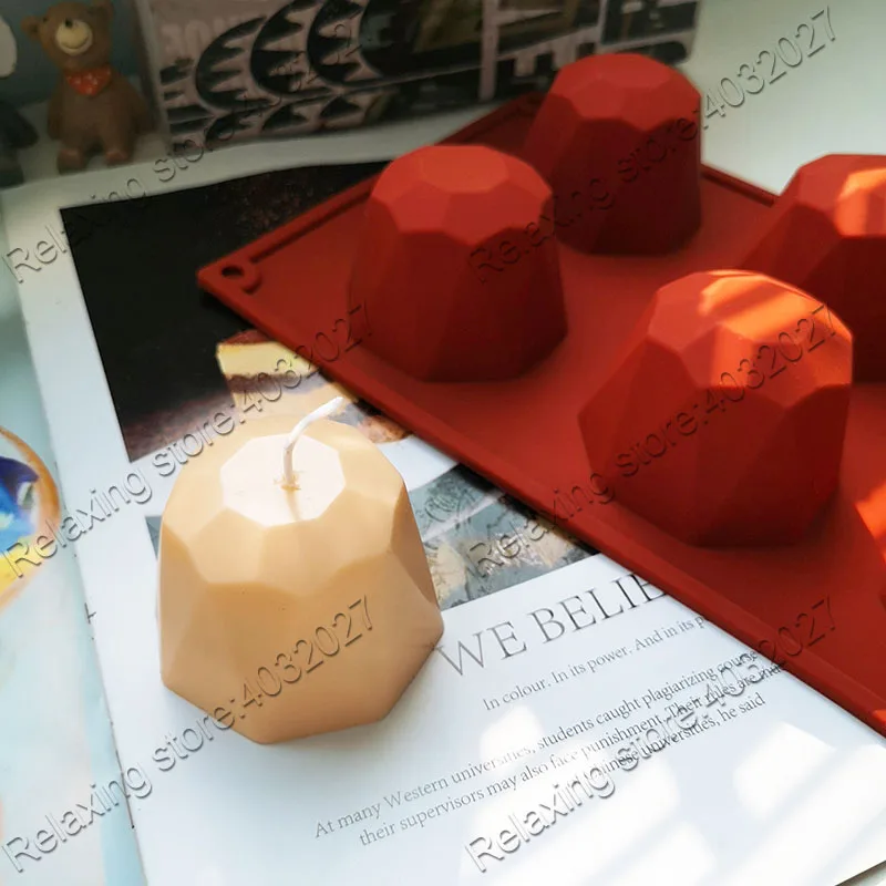 Креативные формы для свечей с драгоценными камнями, 6 полостей, силиконовая форма для шоколада, 3D форма для свечей с драгоценными камнями, ароматерапия
