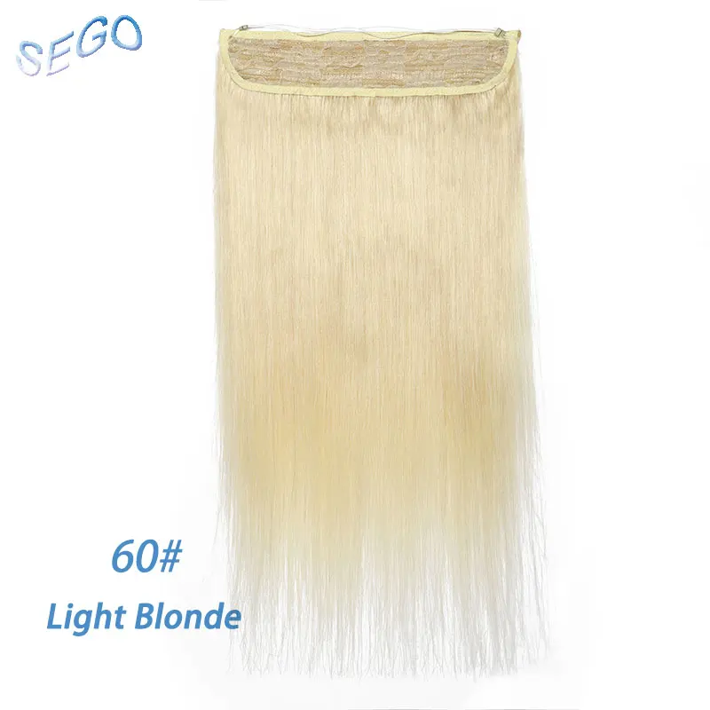 #60 SEGO, 16-24 дюйма, 90 г-120 г, прямые накладные человеческие волосы, шиньон, рыбная линия, невидимая проволока, не Реми, натуральные волосы - Цвет: #60