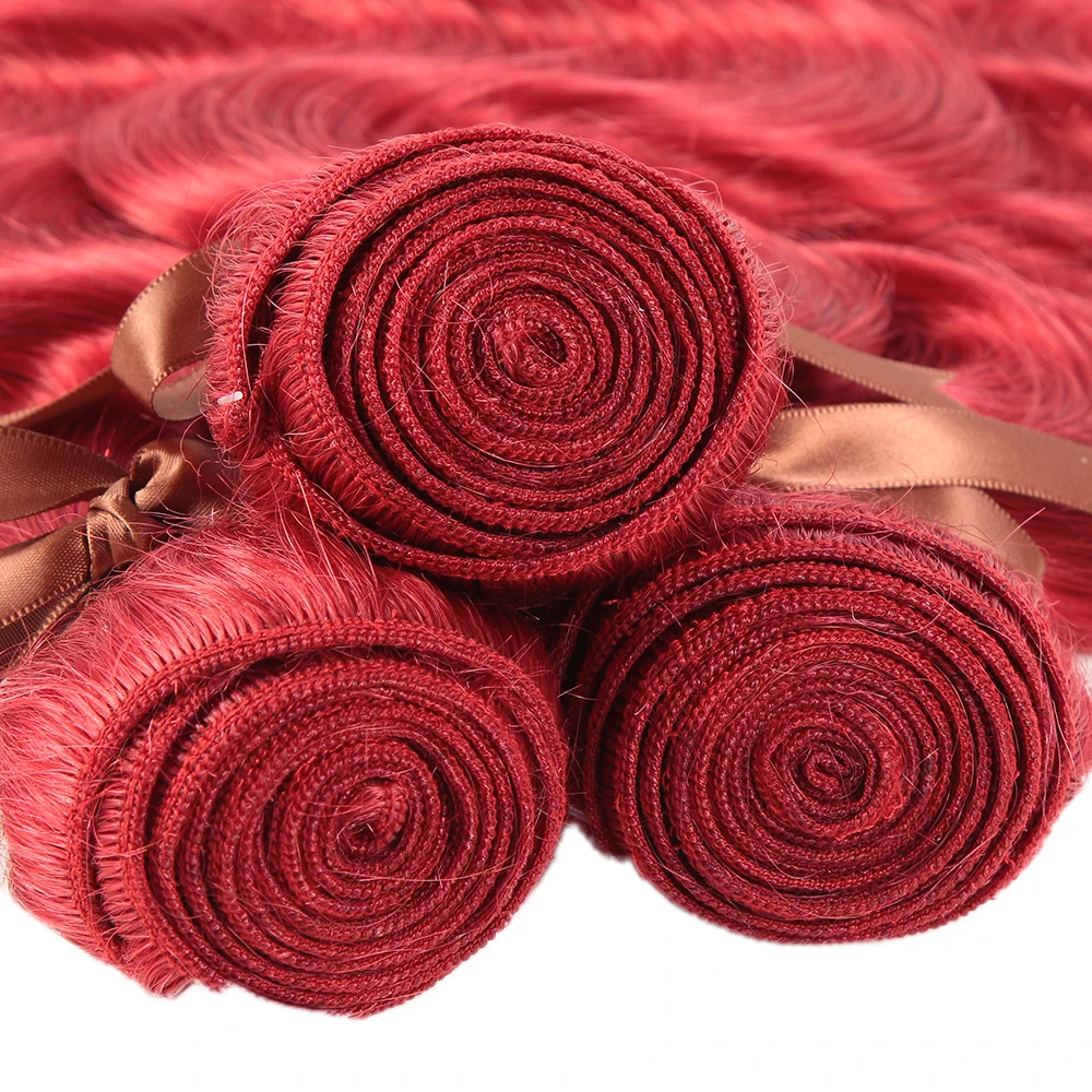 Stylricon Red Body Wave Bundles 8-28 Inch Red Hair Weaving 3 or 4 Bundle Deals Remy Colorful Human Hair Extensions