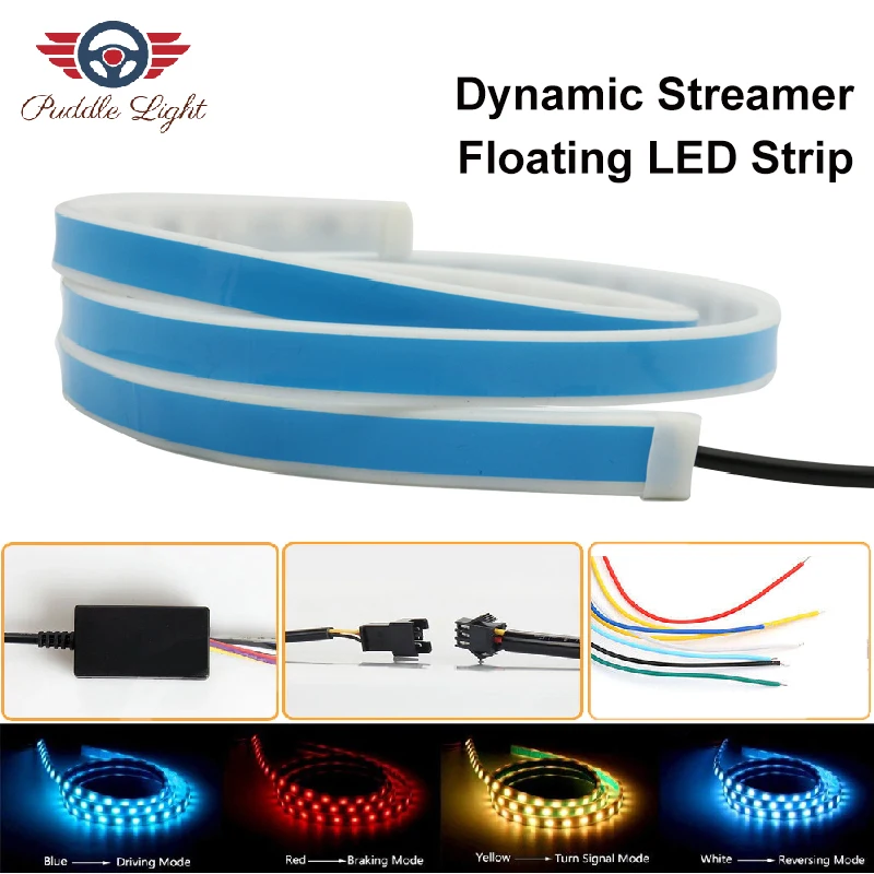 

Universal LED Dynamic Streamer Colorful Turn Signal Tail Box Trunk Lights Luggage Compartment Tailgate Strip Warning Lamp