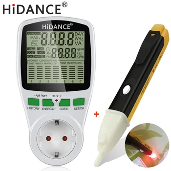 

EU AC Power Meters digital wattmeter energy meter electricity cost diagram Measuring socket analyzer + Electric indicator pen