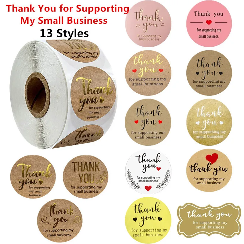 500pcs Pink Thank You For Your Order Sticker Kraft Labels StickerB-wf 