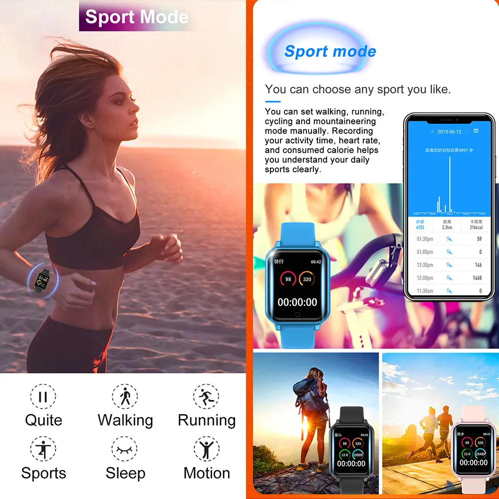 ShuoboZD T70 для Apple Watch, шагомер, управление музыкой, несколько циферблатов, пульсометр, фитнес-часы для мужчин и женщин, Android IOS VS B57