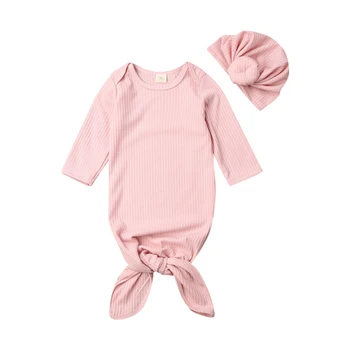 

2pc Newborn Baby Boy Cocoon Swaddle Blanket Sleeping Swaddle Muslin Wrap Hat Set