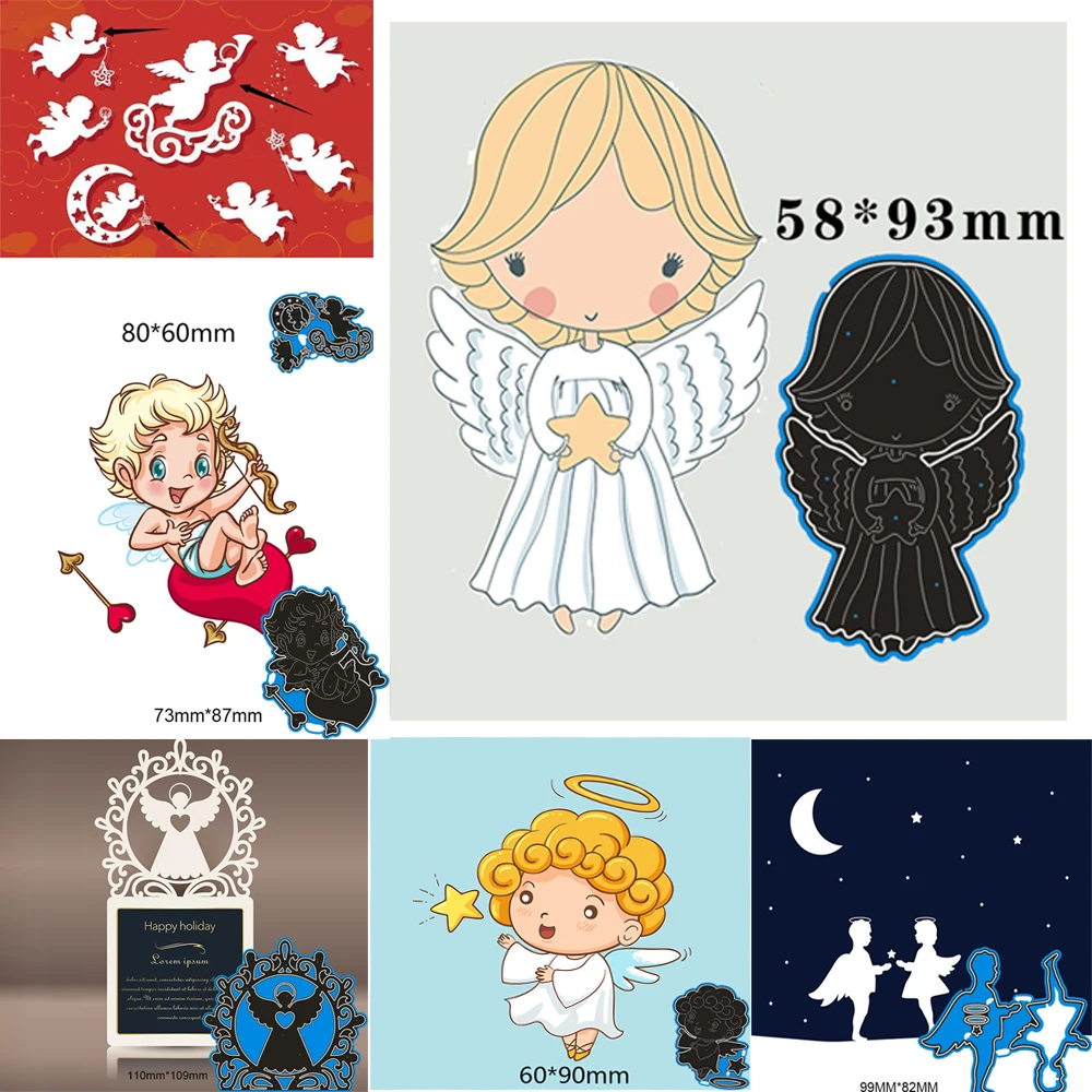 

7 Style Angel Cute Baby Shower Cutting Dies DIY Scrapbook Cards Embossing Paper Birthday Holiday Party for Kid Girl Boy Child