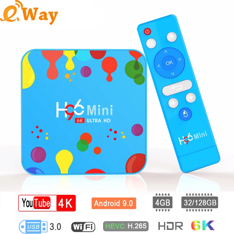 5 шт. H96 Мини Android 9,0 Smart tv BOX H6 4G DDR3 128G EMMC ROM телеприставка 4K 3D H.265 Wifi медиаплеер приемник