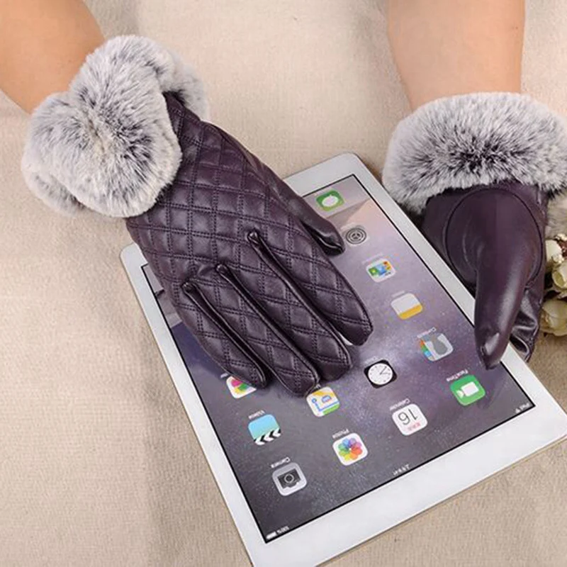 Женские зимние перчатки из натуральной овечьей кожи настоящий мех ...