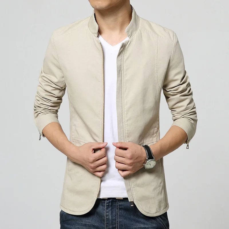 

2018 Autumn New Style Pure Cotton Washing Jacket Stand Collar Daddy Clothes Korean-style Slim Fit Jacket MEN'S Outerwear Large S