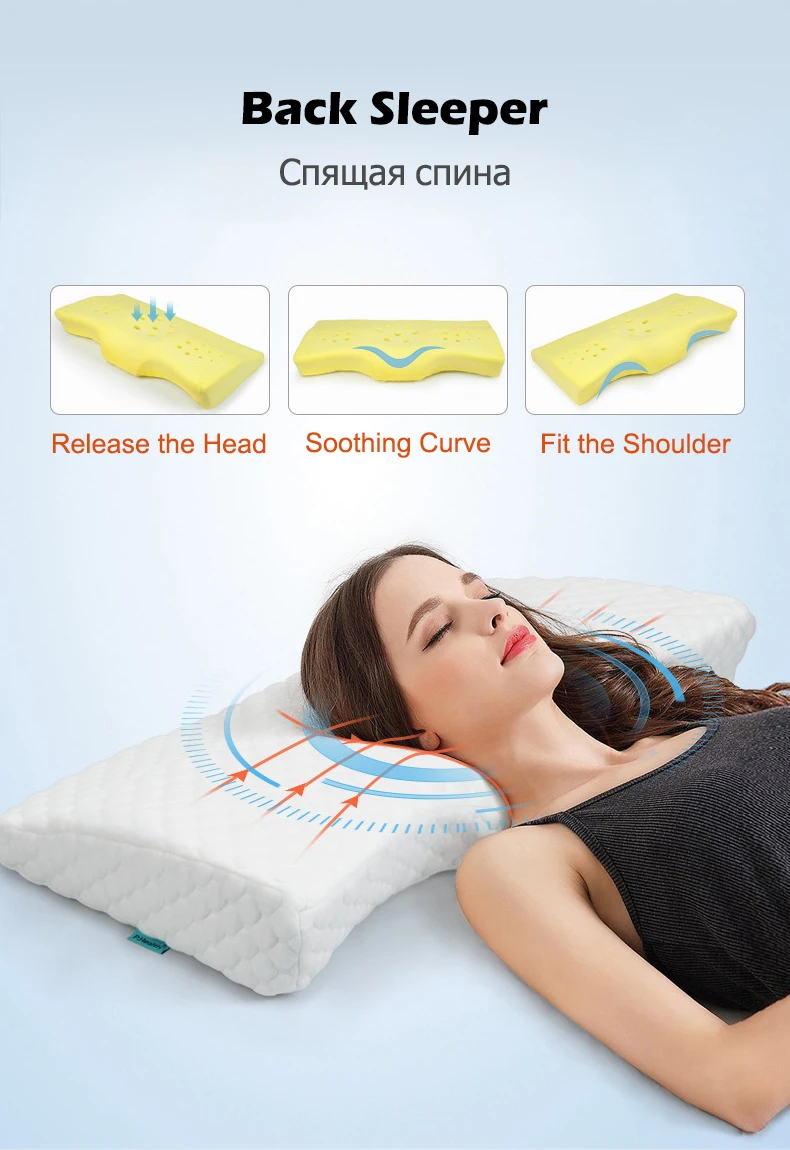 Пуренлатексная двухслойная Подушка с эффектом памяти Ортопедическая подушка для шеи шейного позвонка подушка для боли боковая подушка для спины желудка спящий медленный отскок