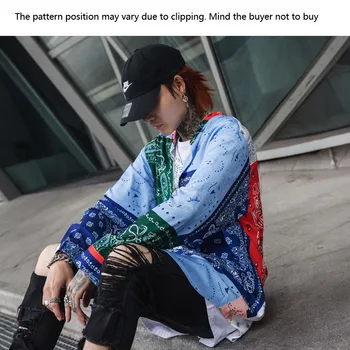 

Men High Street Hip Hop Casual Long Sleeve Shirt Male Vintage Pattern Streetwear Loose Shirt