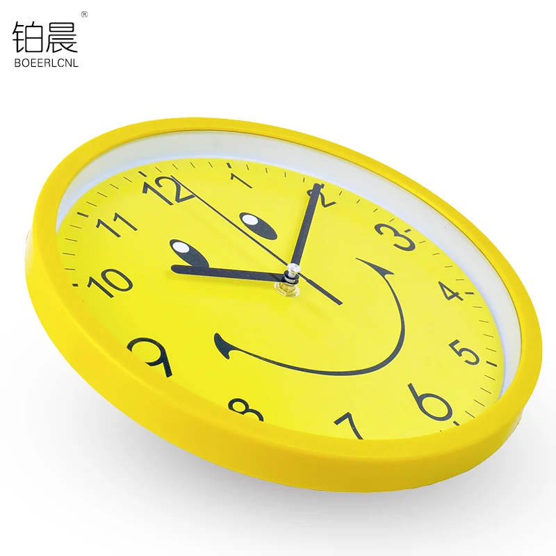 Большие настенные часы с мультипликационным принтом современные желтые со