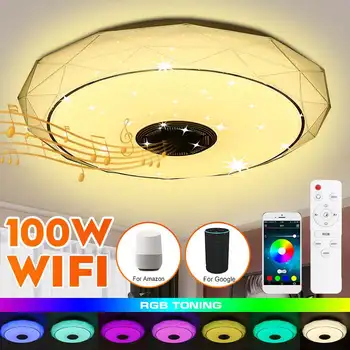 

6 Types Smart wifi Led Ceiling Light for Living Room Bedroom Dimmable RGB Music Lamp With bluetooth Speaker App Remote Control