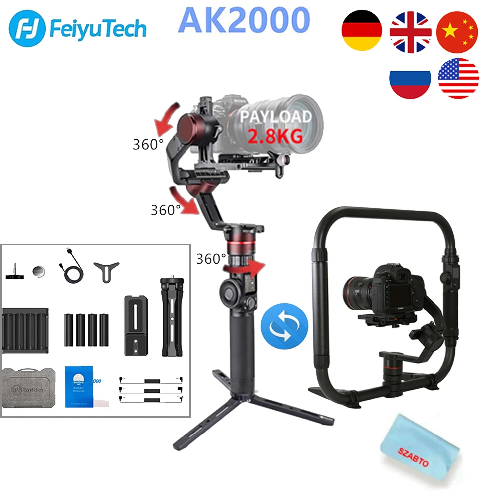Feiyutech-ak2000 dslrポータブル3軸ジンバルカメラスタビライザー 