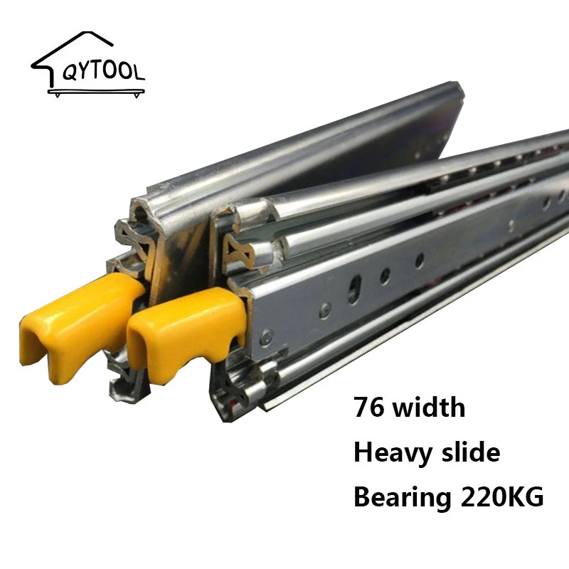 76mm Width 220kg Heavy Duty Drawer Slides Runners Telescopic Guides