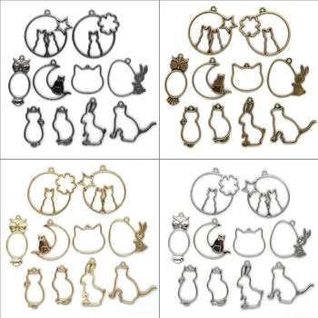 

10Pcs UV Crystal Resin Epoxy Border Alloy Metal Hollow Frame Pendant Blank Charm Bezel Setting Jewelry Making Accessories