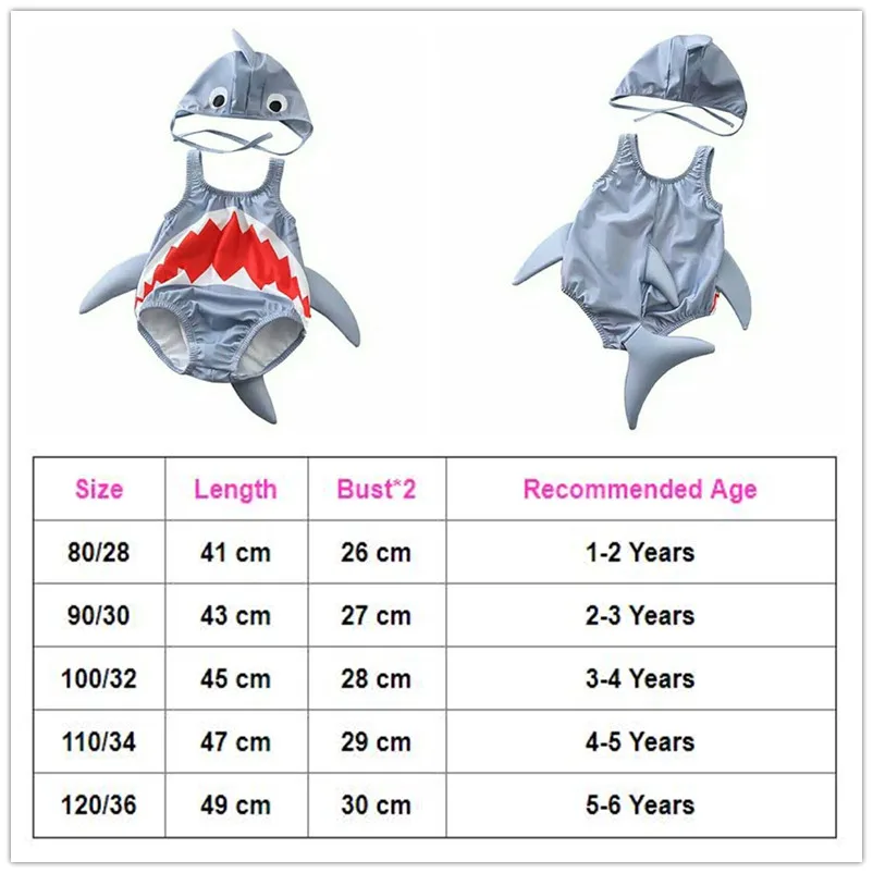 Hirigin/детский купальник для маленьких девочек и мальчиков, Детские Купальники Акула цельный купальный костюм+ шапочка, пляжная одежда, детский купальник, 2 предмета