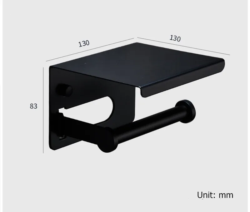 SUS304 черный держатель для туалетной бумаги с полкой держатель для бумажных полотенец WC кухонный держатель для бумаги из нержавеющей стали держатель для туалетной бумаги - Цвет: Black
