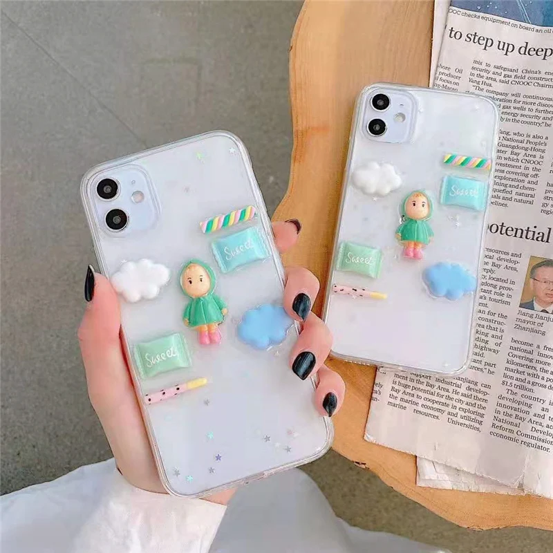 Прозрачный 3D чехол с милым мультяшным рисунком 11Pro для iphone 11 Pro Max мягкий