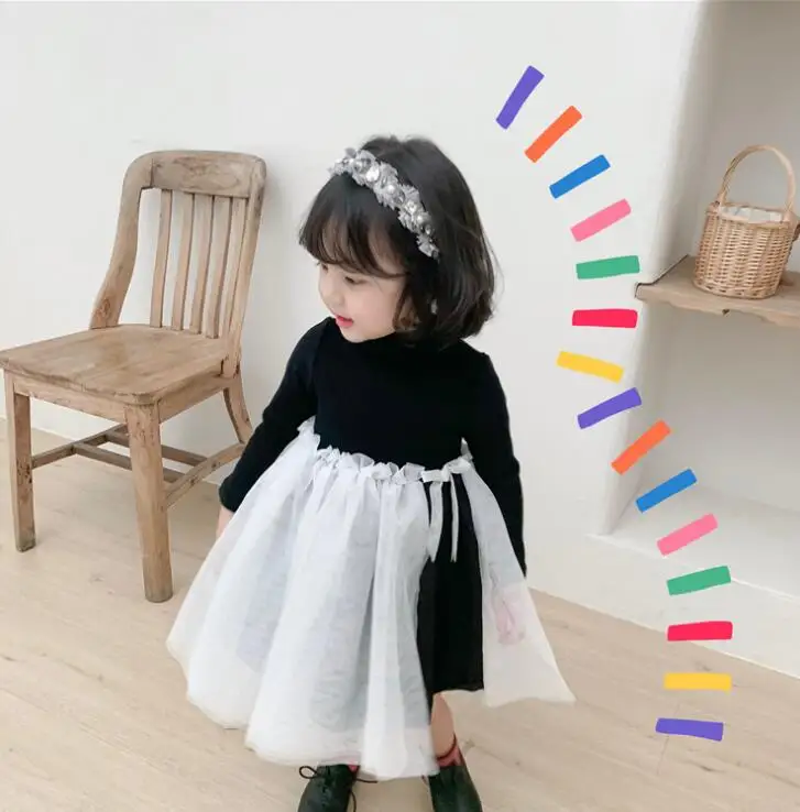 Г., платье в Корейском стиле для девочек в стиле пэчворк Модные Плотные осенне-зимние платья для девочек от 1 до 6 лет, HX65