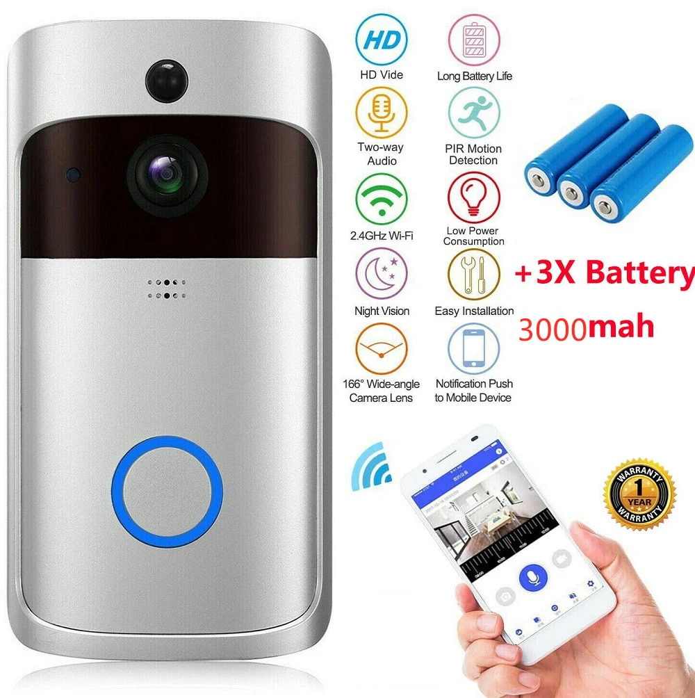 Timbre inteligente con cámara WIFI para el hogar, videoportero de llamada inalámbrica para puerta de apartamentos, visión nocturna para teléfono, cámaras de seguridad