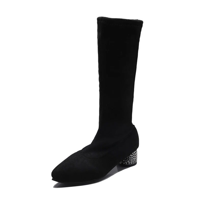 Winter Thick Heel Warm Knight boots Women Pumps Sexy pointed Toe high heel Shoes Woman Sleeve Socks Boots zapatos de mujer