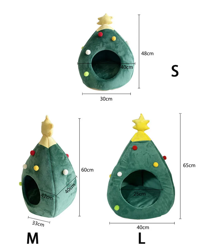 Рождественская елка для питомцев, кошек, собак, постельный дом, питомник, щенок, пещера, спальная зимняя теплая кровать для кошек, собак, домашняя, котенок, собака, кошка, домик, гнездо