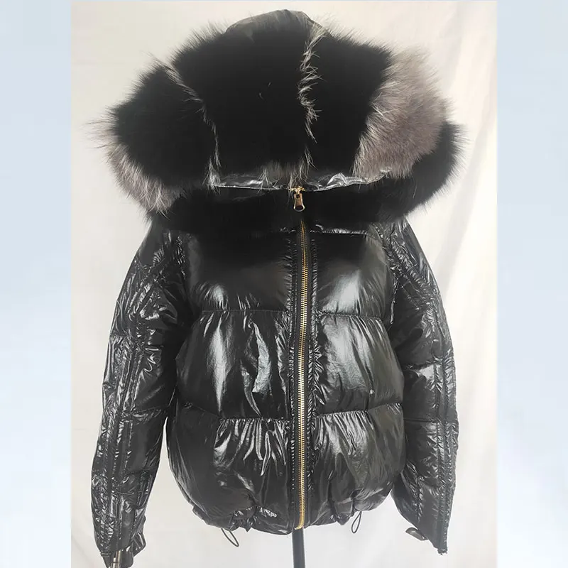 Пальто с натуральным лисьим меховым воротником зимняя куртка женская Свободная короткая пуховая куртка белая пуховая куртка Толстая теплая пуховая парка