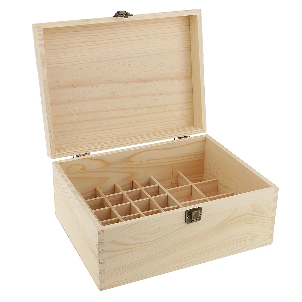 Wood Storage Case Essential Oil Case Carrying Organizer 38 Slots Container Holds for 2ml/3ml/5ml/10ml/15ml/50ml/100ml Bottles