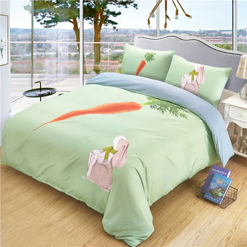 

home textile luxury bedding set cute rabbit carrot three color pepper pattern Quilt cover Pillowcase Duvet Cover 2/3Pcs