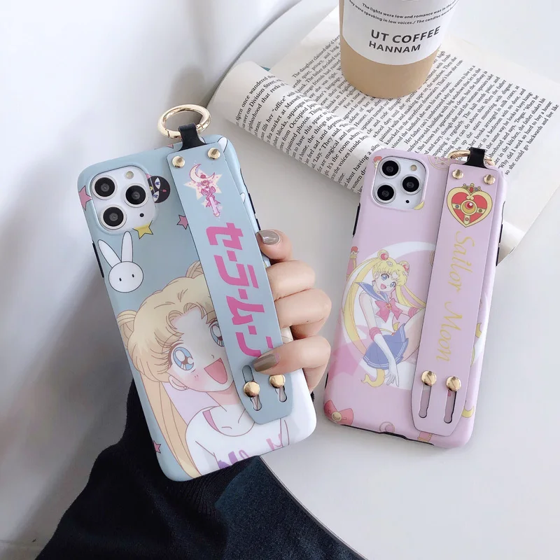 

Beauty Mountain Girl Pattern Wrist Strap Soft TPU Cases For iPhone 11 Pro Max 7 8 Plus X XR Xs SE 2020 Phone Holder Back Cover