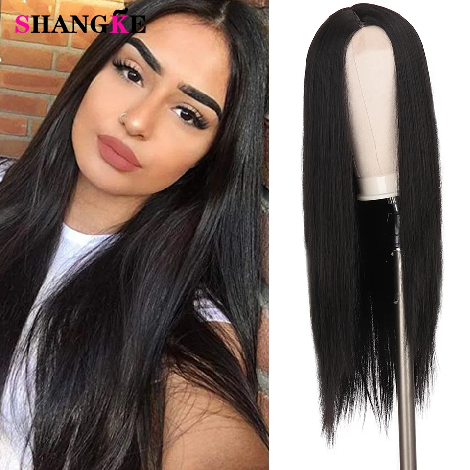 

Long Straight Lace Wig Natural Middle Part Lace Wig Natural Wig for Women Synthetic Wigs African American Wigs