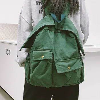 

2020 new literary large-capacity backpack retro simple fashion solid color wash backpack student school bag