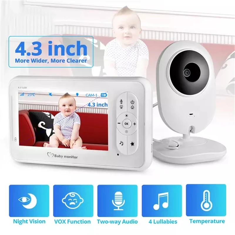

4.3 inch Video Baby Monitor Wireless with Camera Two-way Audio Nanny Baby Camera Babysitter Night Vision Temperature Detection