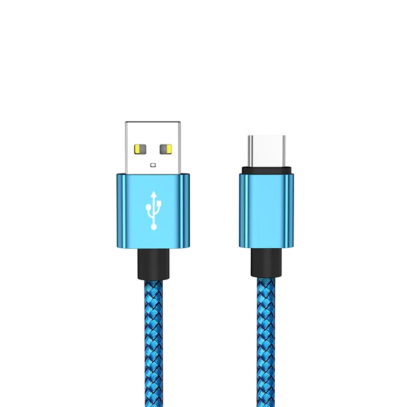 1 м usb type C кабель зарядного устройства для samsung S10 S9 S8 A50 Xiaomi Redmi Note 7 провод для быстрого заряда мобильного телефона USBC шнур данных происхождения - Цвет: Синий