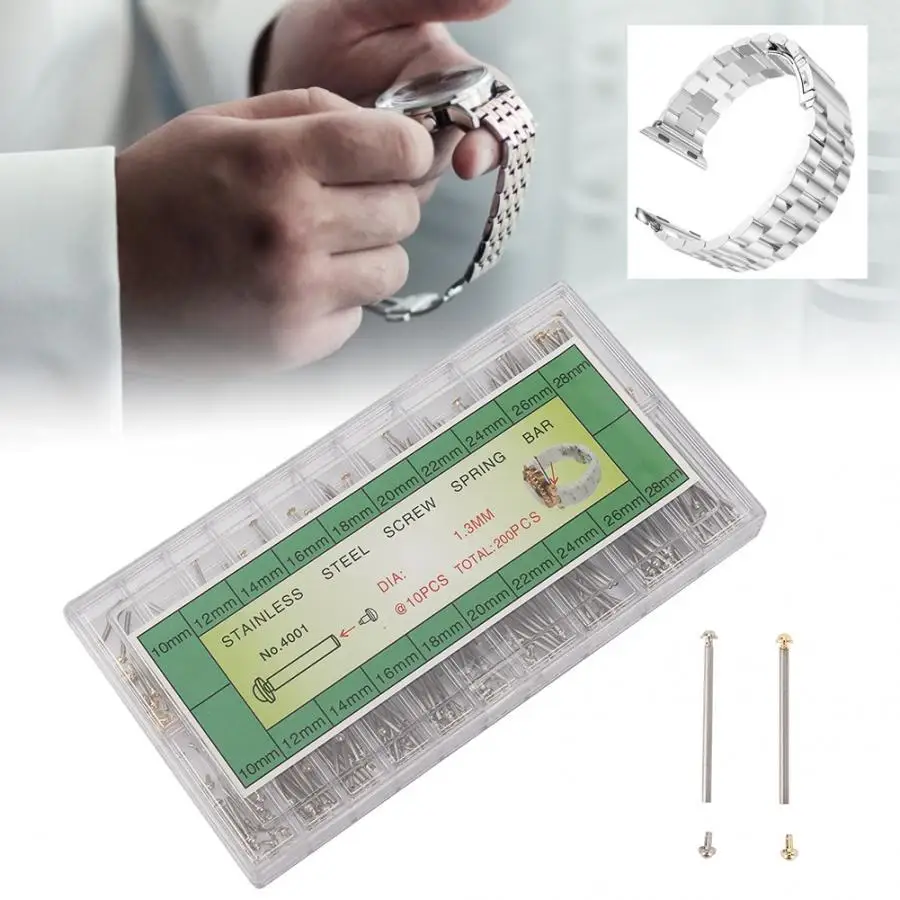200 шт. 1,3 мм ремешок для часов контактный бар Пружинные стержни соединитель инструмент для ремонта часов аксессуары для часового аппарата