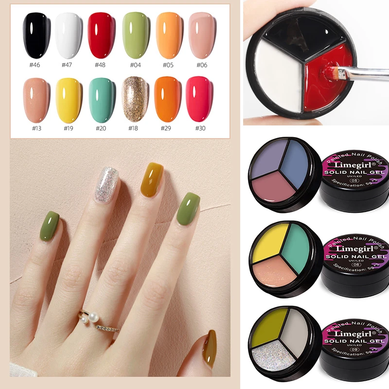 Nuevo Esmalte De Unas Solido De Tres Colores Crema Solida Enlatada Pegamento Solido Para Unas Gel De Unas Para Construccion Uv Esmalte De Gel De Gelatina Gel De Unas Aliexpress