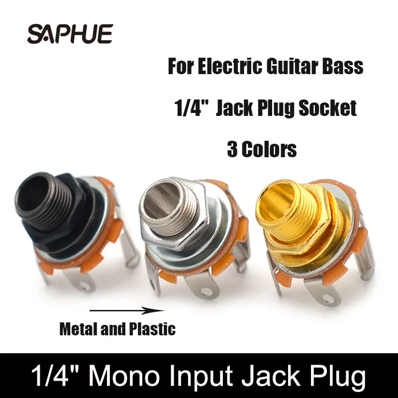 Plug-Socket Jack-Plug Electric-Guitar-Bass-Guitar Pickup-Output Mono-Input-Jack for 3-Colors