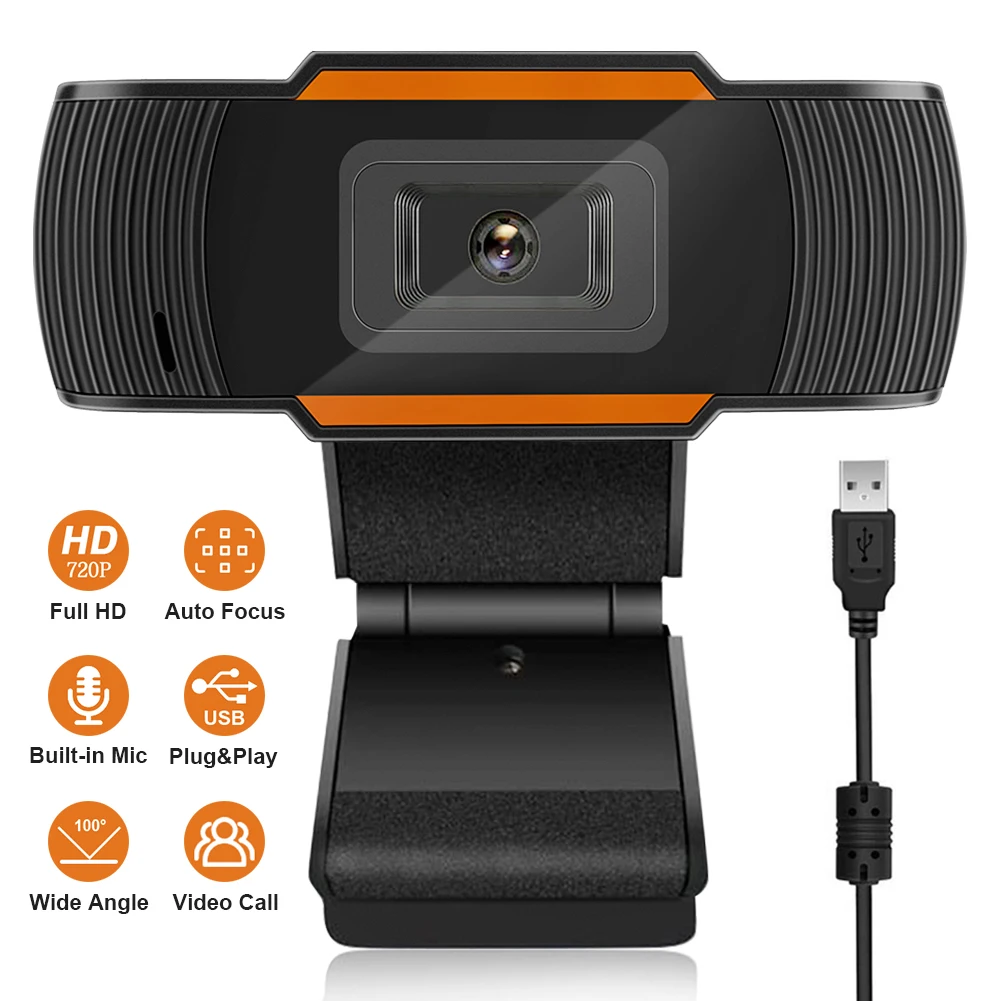 

HD Autofocus Webcam Web Cam 720P Web Camera Built in Microphone USB Computer Web Cam for Laptop Desktop Video Calling Recording