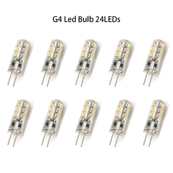 10pcs G4 Led 전구 2W 24led 12V AC220V 3014SMD 절약 미니 실리콘 램프 360 빔 각도 할로겐 빛 스포트 라이트 샹들리에 대체