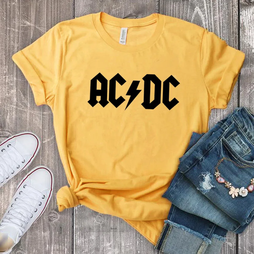 Женская рубашка Camisetas AC/DC Band футболка в стиле рок Женская ACDC с буквенным принтом с коротким рукавом летняя футболка Femme Повседневная Tumblr Топы - Цвет: C4