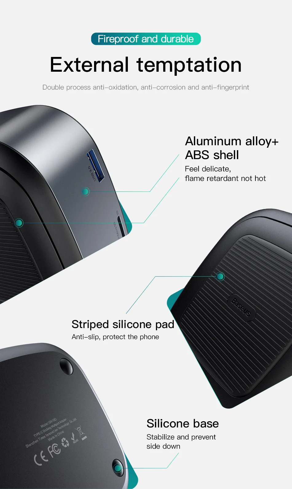 Baseus USB C Dex станция к USB 3,0 HDMI usb-хаб для huawei P20 P30 Pro samsung S10 док-станция 8 usb портов usb type-C концентратор