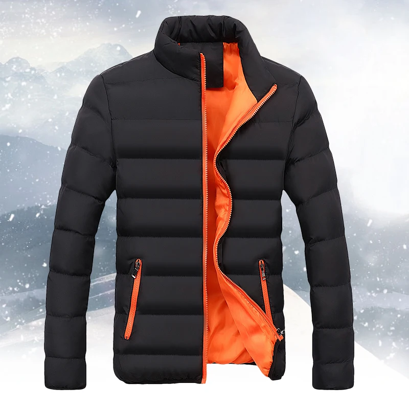 Мужская зимняя куртка большого размера, Сверхлегкий пуховик, повседневная верхняя одежда, теплое Брендовое пальто, парки - Цвет: Оранжевый