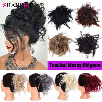 

SHANGKE Synthetic Flexible Hair Buns Curly Scrunchy Chignon With Elastic Rubber Band On Messy Bun Ponytails Hair Extensions