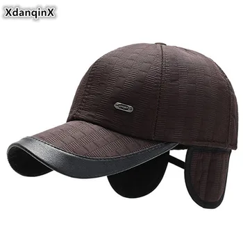 

XdanqinX Men Winter Earmuffs Hat Thick Warm Baseball Caps Snapback Cap Adjustable Size Men's Fashion Trend Brands Cap Dad's Hats