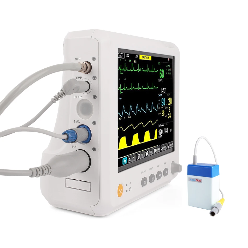 Монитор пациента в отделении интенсивной терапии NIBP SPO2 Частота пульса температура дыхания 8 дюймов - Цвет: With ETCO2