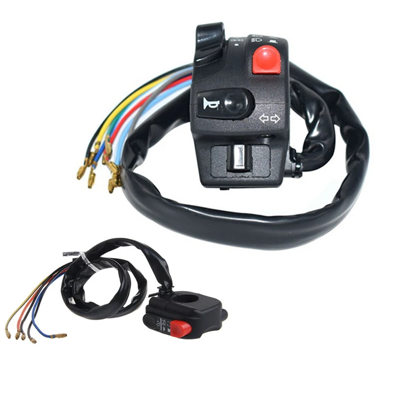 

2pcs ABS Button Switches Kit Ignition Engine Stop Lamp Horn Light DC 12V Black + Red 22mm for Honda Bike